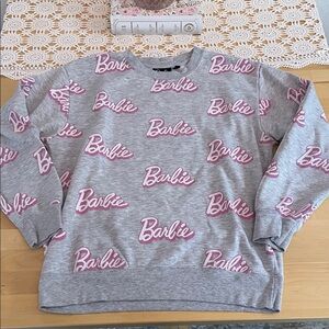 Barbie Heather Gray medium Sweatshirt with Pink Logos